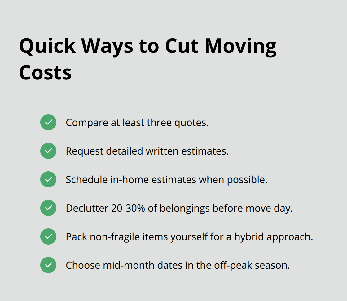 Checklist of practical steps to reduce moving expenses. - average price for moving house