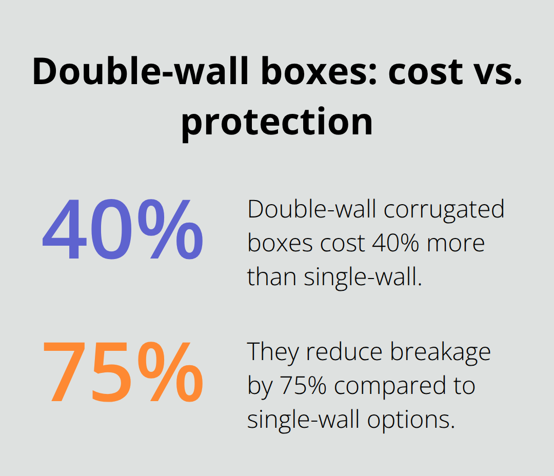 Percentage stats showing cost increase and breakage reduction for double-wall corrugated boxes - best way to pack house for moving