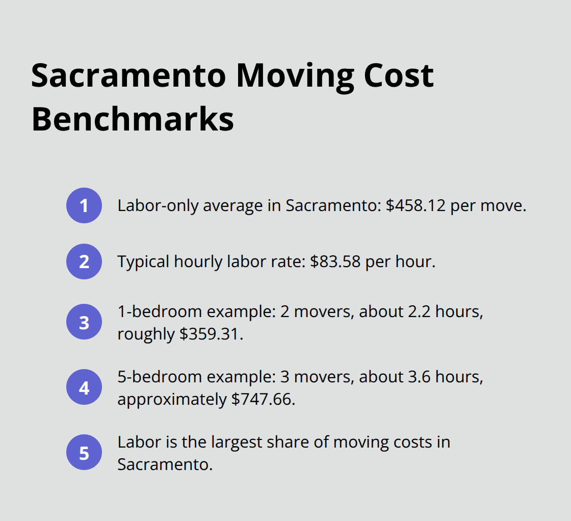 Key labor and job size cost benchmarks for Sacramento moves