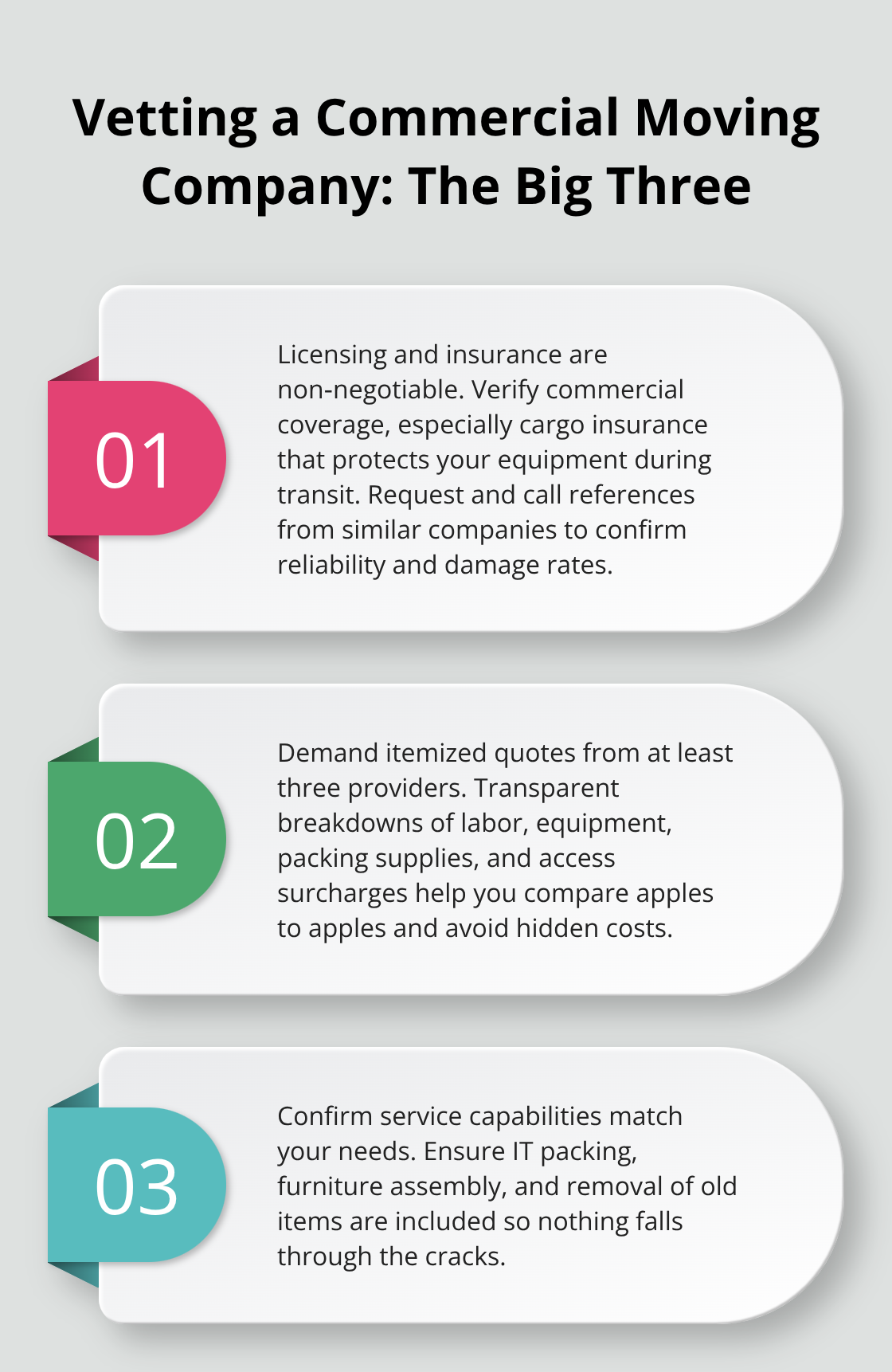 Three critical factors to vet your commercial mover