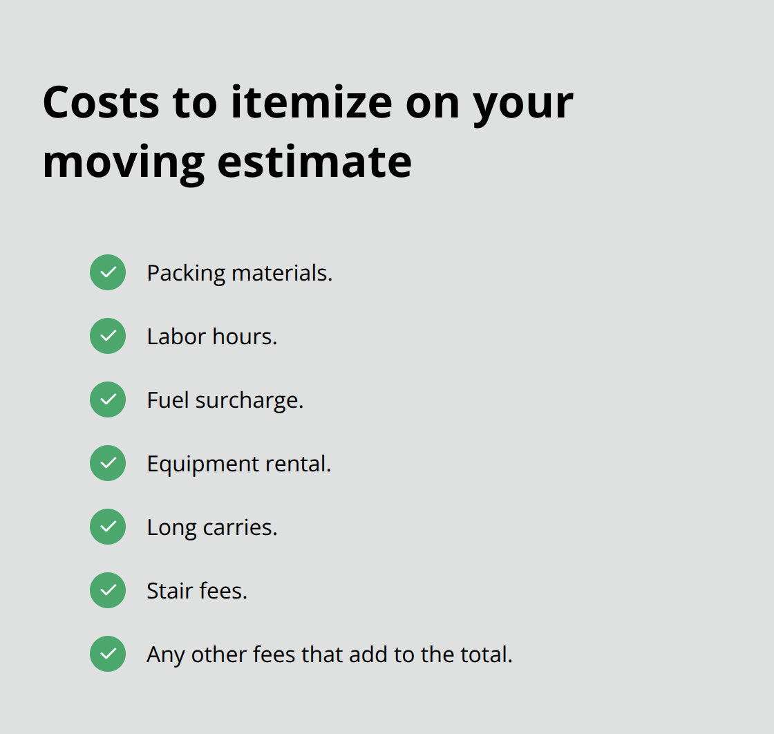 Checklist of cost components to request in writing from Los Angeles long-distance movers - long distance movers los angeles ca