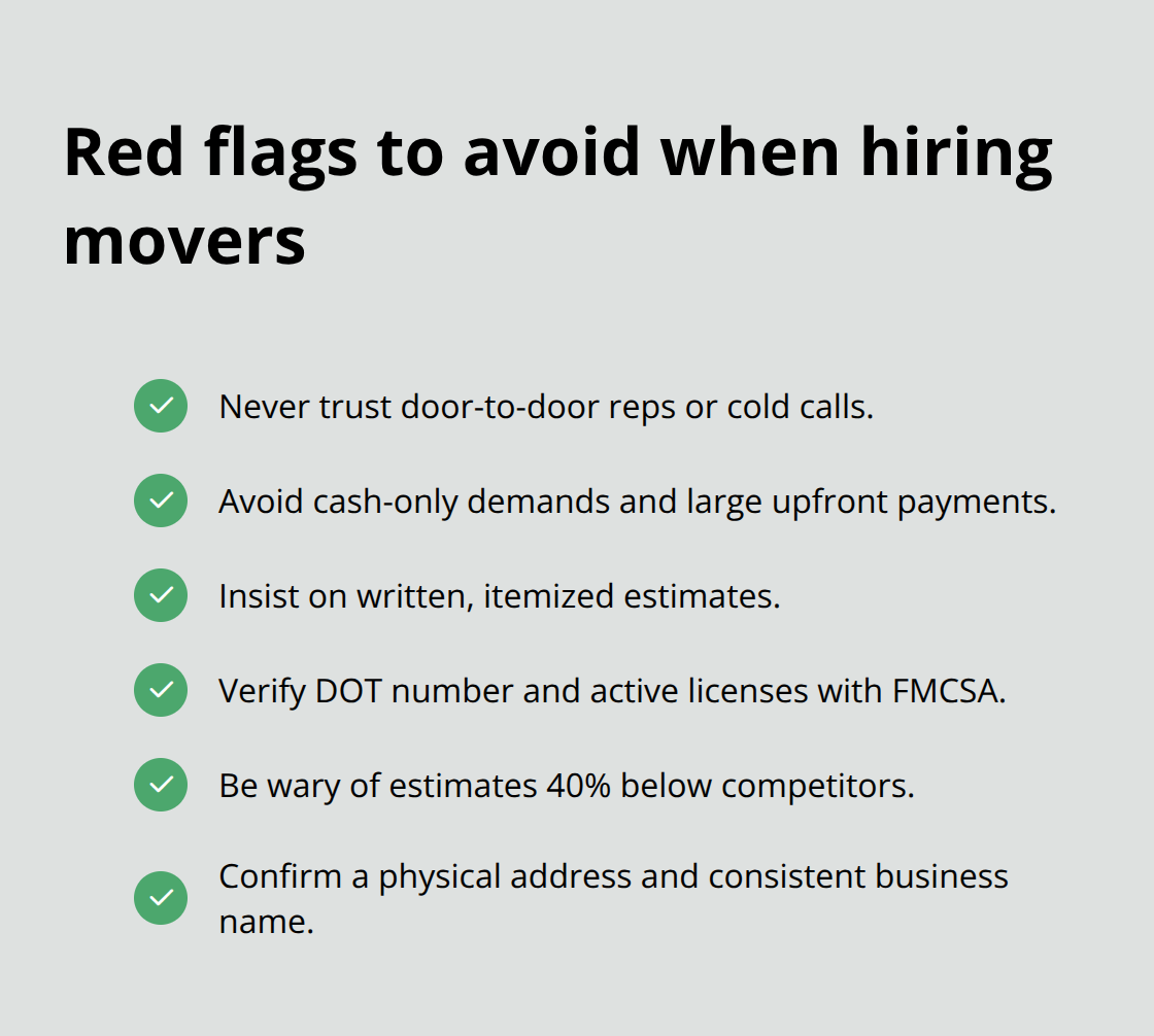 Checklist of moving scam red flags for U.S. consumers