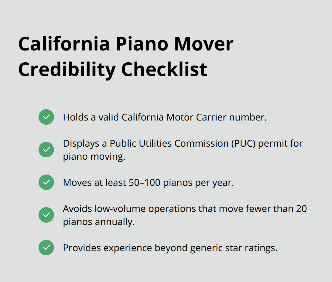 Key credentials that signal a true piano specialist in California. - piano movers california