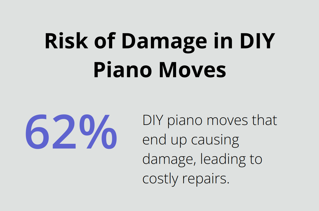 A percentage chart showing that 62% of DIY piano moves end up causing damage.