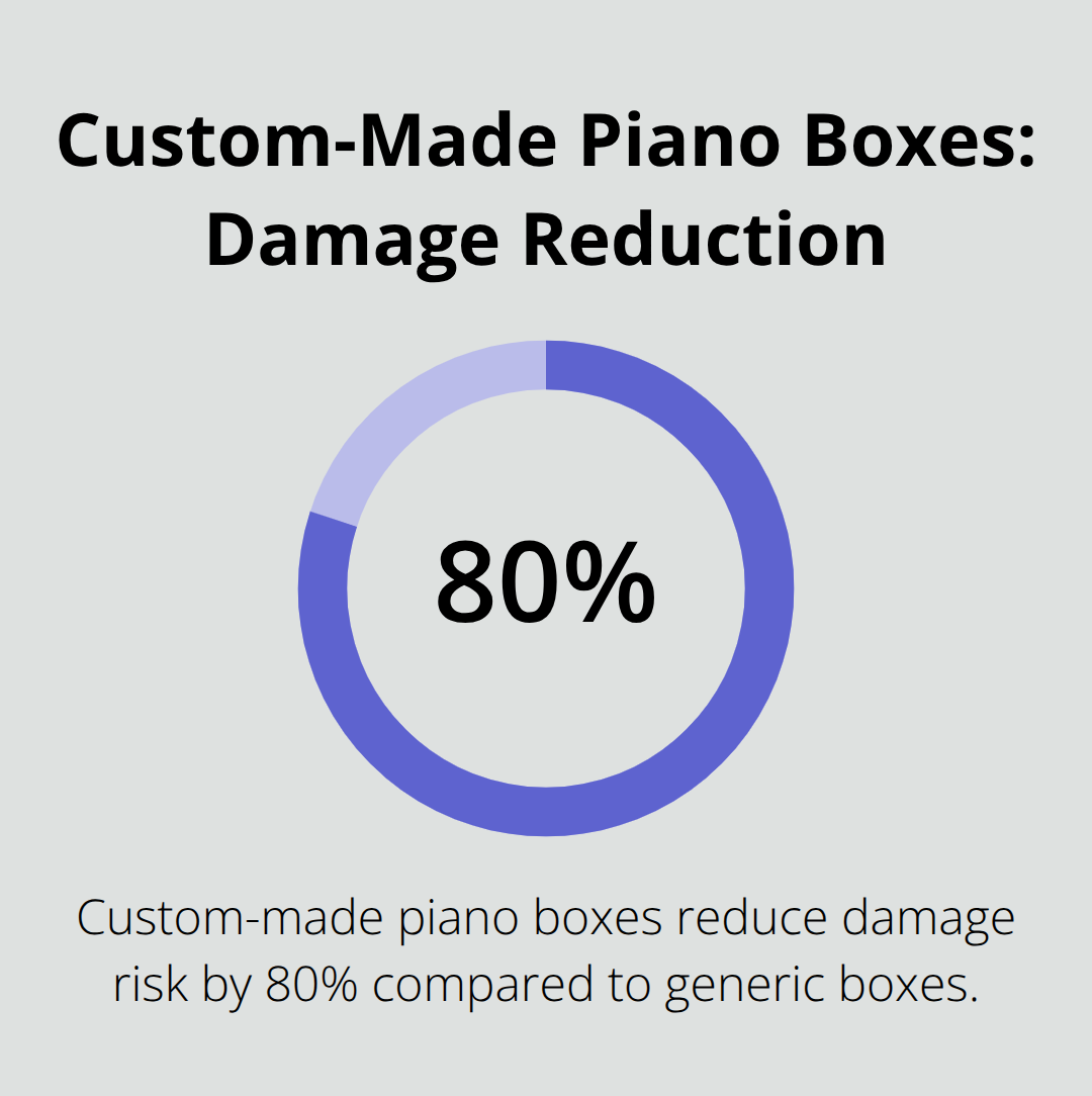 Percentage chart showing that custom-made piano boxes reduce damage risk by 80% compared to generic boxes. - piano shipping box